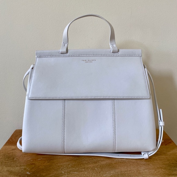 Tory Burch White Block T Leather Satchel Bag - Picture 6 of 13
